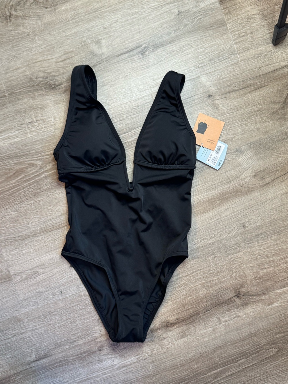 Black Full-Coverage One Piece Swimsuit